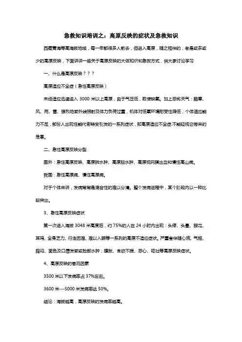 高原反映的症状及急救知识