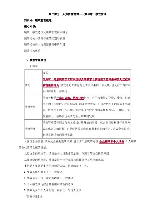 人力资源管理专业知识与实务人力资源管理绩效管理