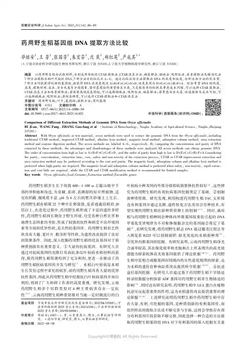 药用野生稻基因组DNA_提取方法比较