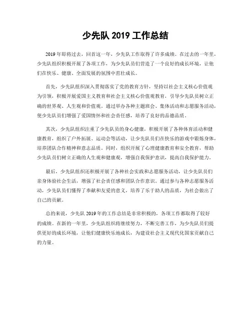 少先队2019工作总结