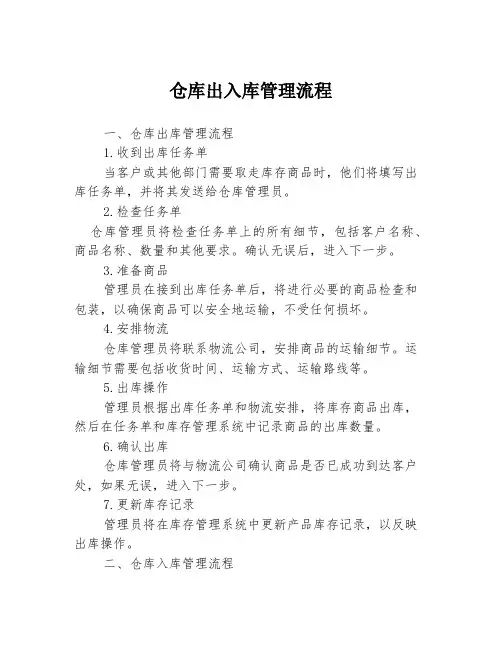 仓库出入库管理流程