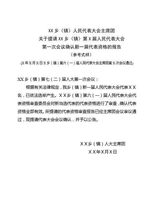 代表资格审查报告