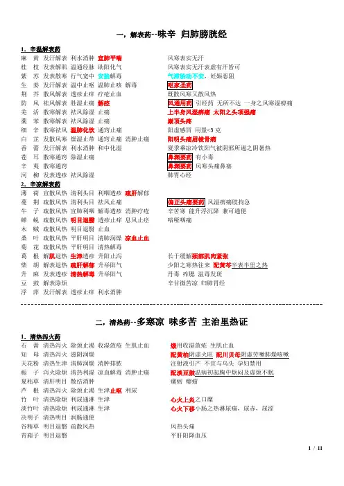 1中药学笔记整理之完整版