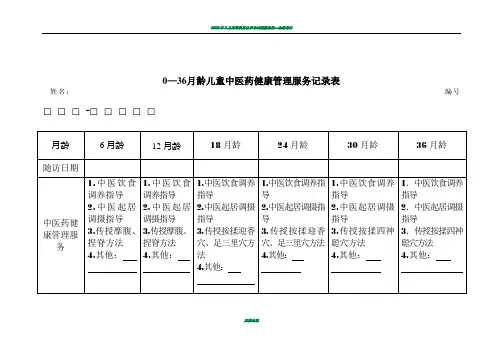 0—36个月儿童中医药管理表格