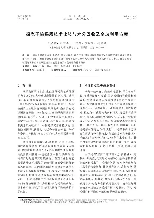 褐煤干燥提质技术比较与水分回收及余热利用方案