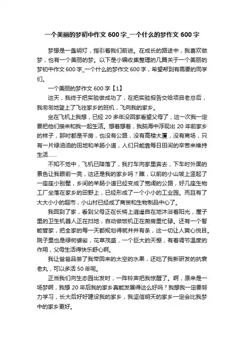 一个美丽的梦初中作文600字_一个什么的梦作文600字
