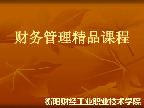 财务管理精品课程ppt30