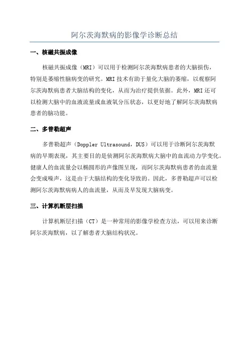 阿尔茨海默病的影像学诊断总结