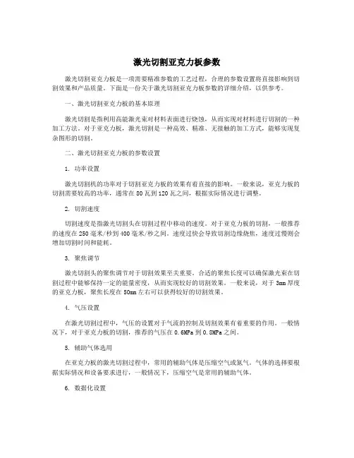 激光切割亚克力板参数