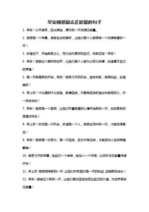 早安感恩励志正能量的句子