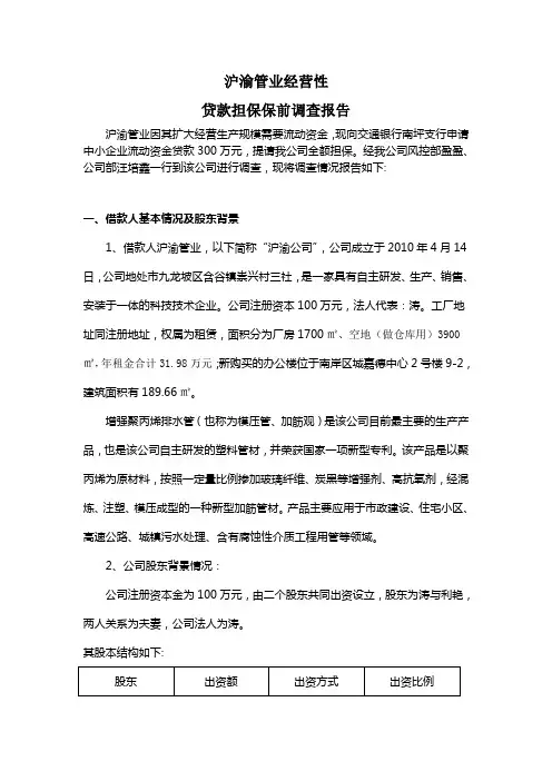 企业贷款调查报告(模板)