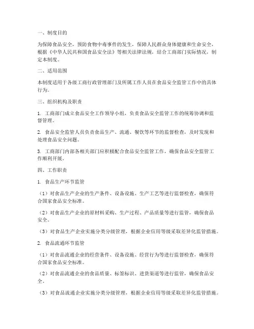 食品安全管理制度工商板