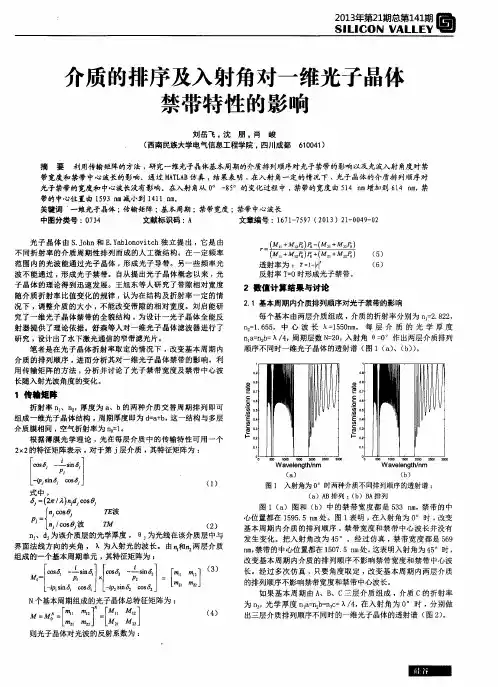 介质的排序及入射角对一维光子晶体禁带特性的影响