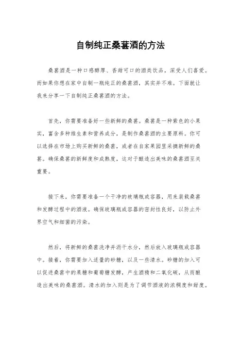 自制纯正桑葚酒的方法