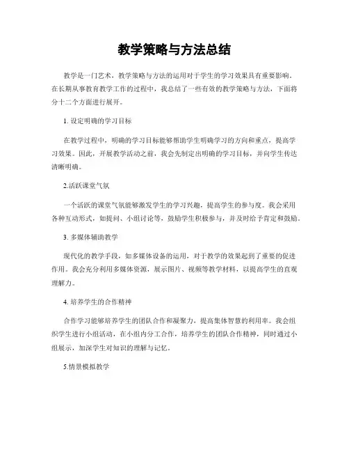 教学策略与方法总结