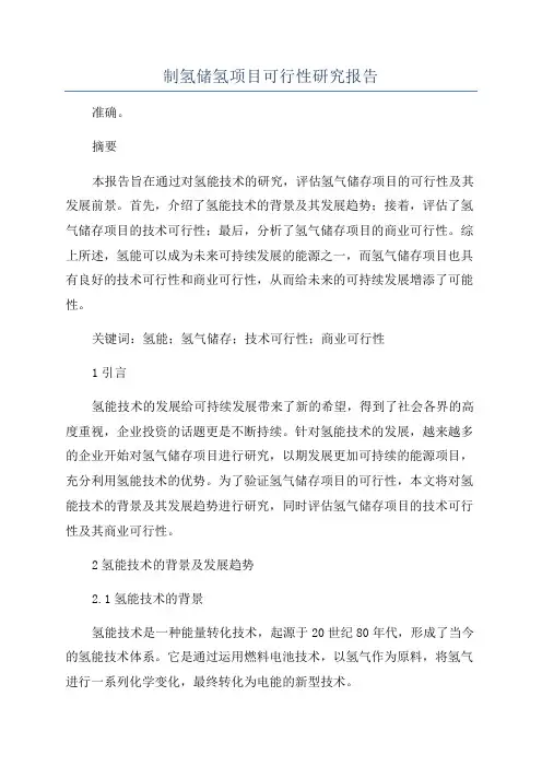 制氢储氢项目可行性研究报告