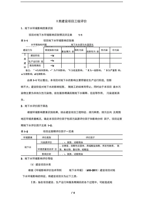 环评地下水——Ⅰ类建设项目三级评价