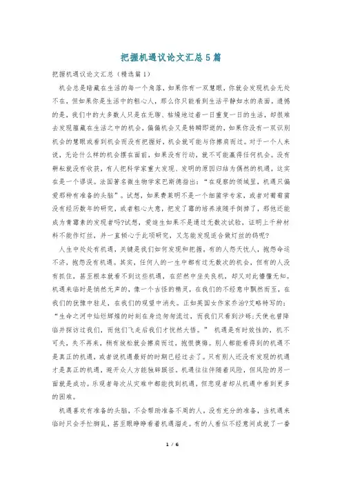 把握机遇议论文汇总5篇