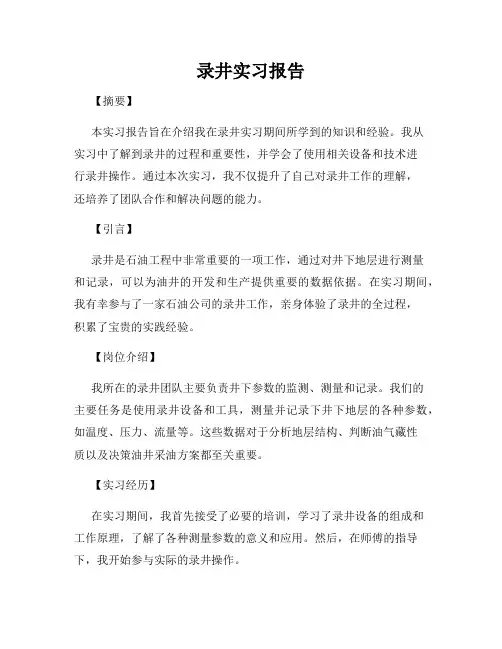 录井实习报告