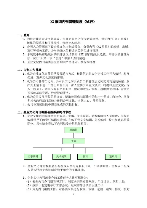 企业内刊管理制度模板