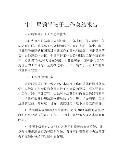审计局领导班子工作总结报告