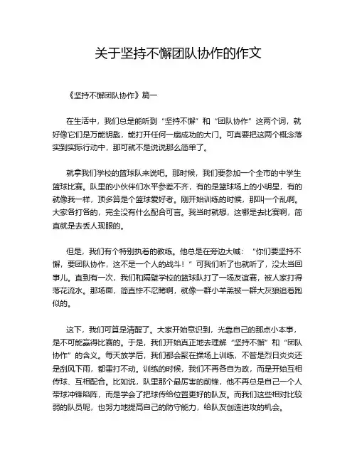 关于坚持不懈团队协作的作文