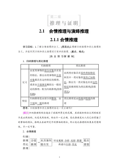 数学选修2-2 2.1 2.1.1 合情推理