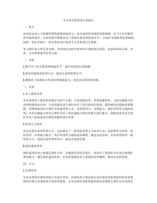 大企业年度培训计划执行