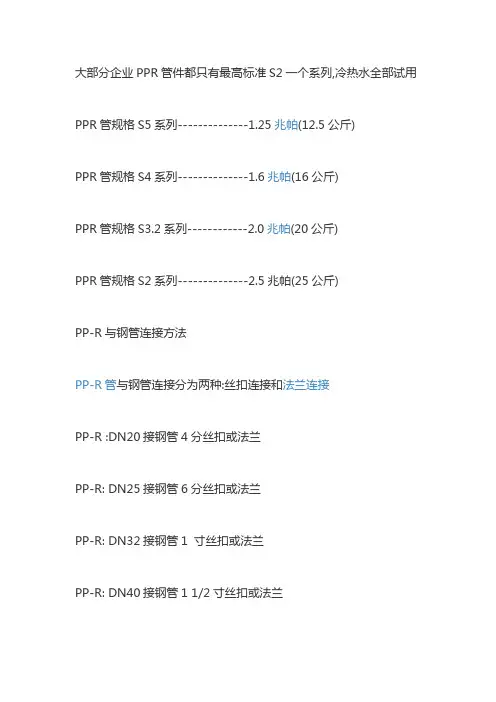 ppr管和铁管对照表