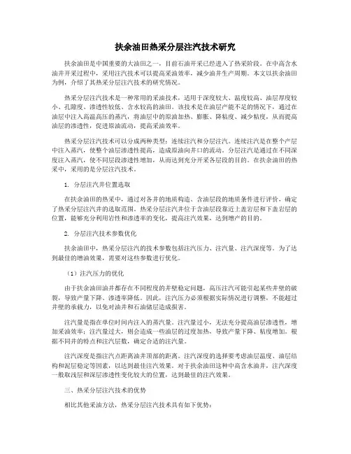 扶余油田热采分层注汽技术研究