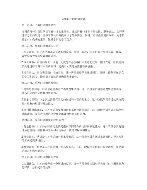 训练口才的培训计划