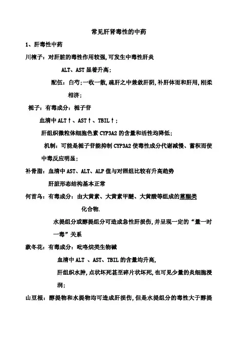常见肝肾毒性的中药
