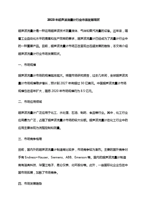 2023年超声波流量计行业市场发展现状