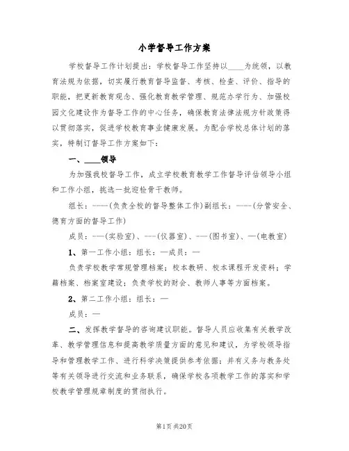 小学督导工作方案（7篇）