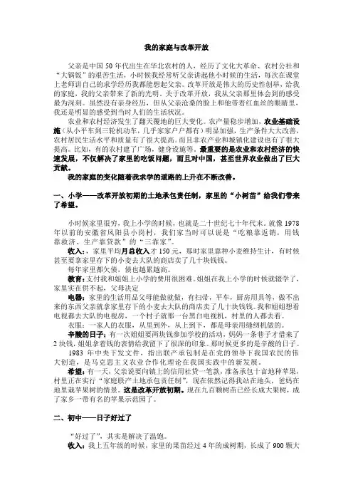 我的家庭与改革开放