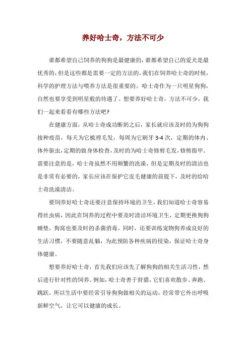 养好哈士奇,方法不可少