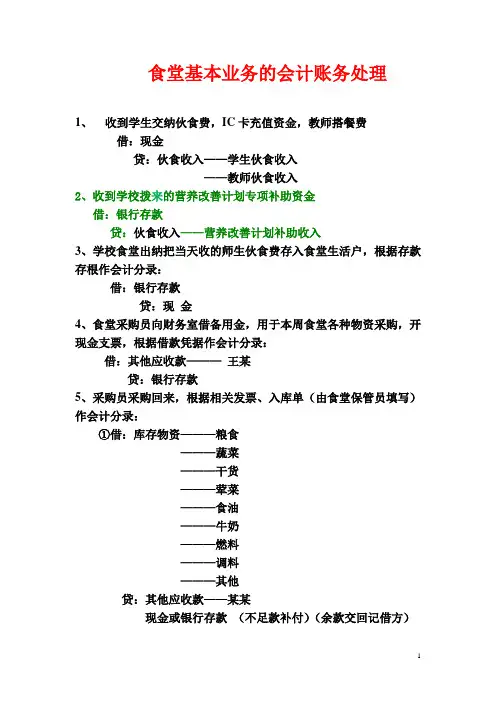 食堂会计账务处理