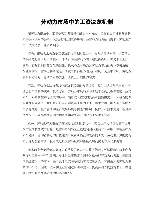 劳动力市场中的工资决定机制