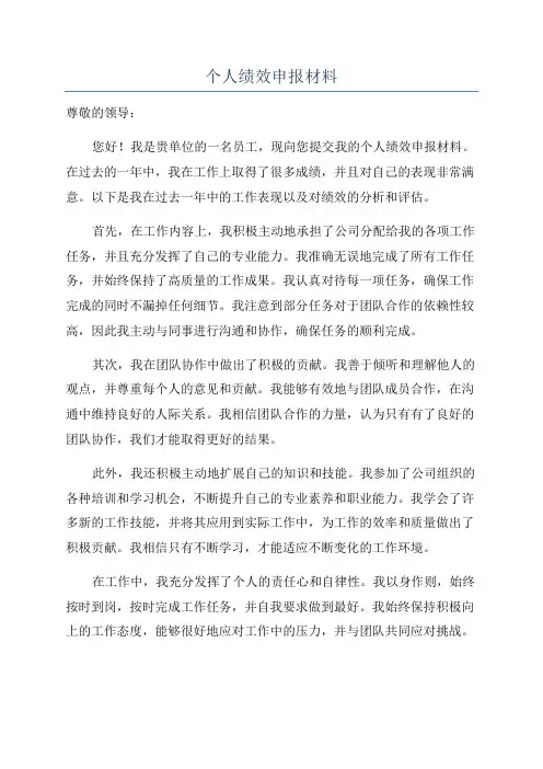 个人绩效申报材料