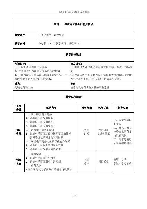《跨境电商运营实务》电子教案