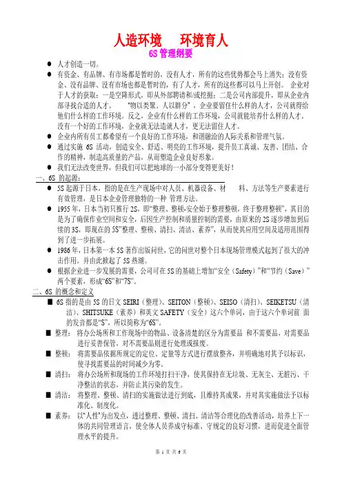 人造环境   环境育人-6S纲要