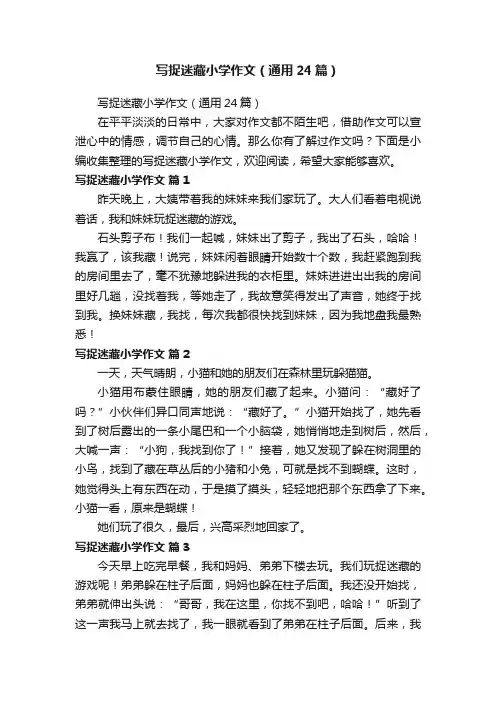 写捉迷藏小学作文（通用24篇）