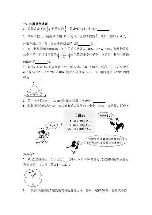 【精选】小学奥数-六年级-奥数题及答案一 (2)