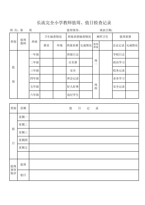 值日、值周检查记录