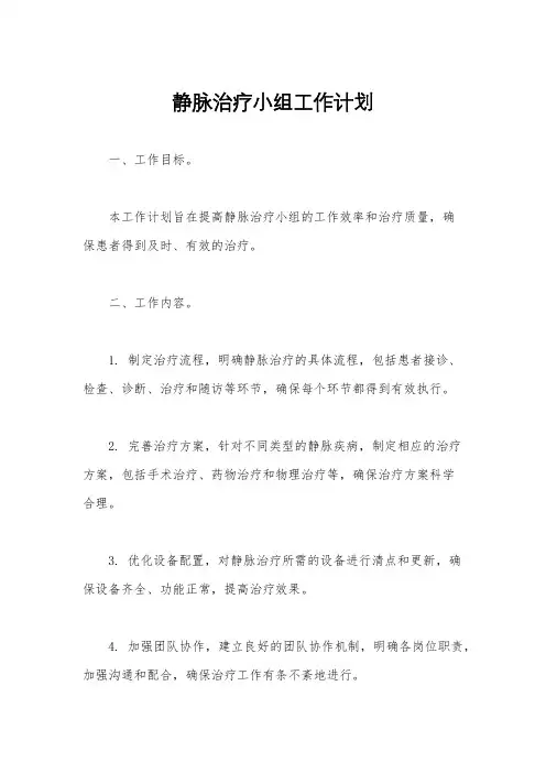 静脉治疗小组工作计划