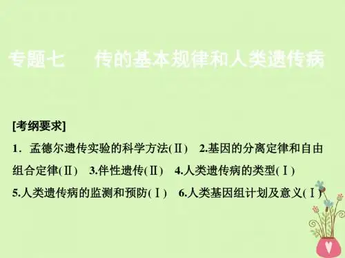 高考生物二轮复习第一部分专题七遗传的基本规律和人类遗传病课件新人教版