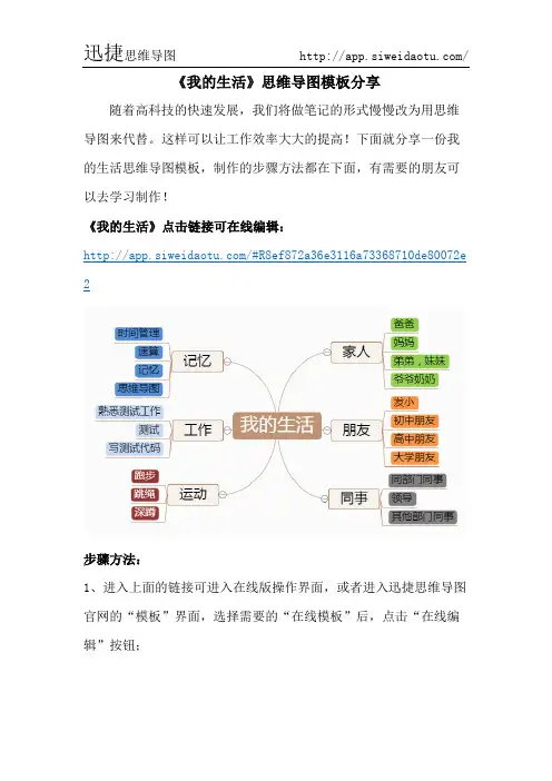 《我的生活》思维导图模板分享-迅捷思维导图