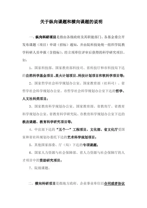 学院纵向课题和横向课题的区别、管理流程
