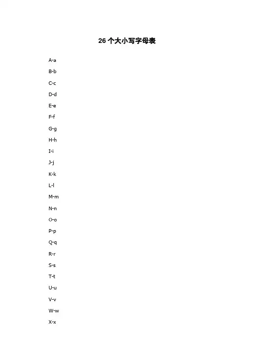 26个大小写字母表