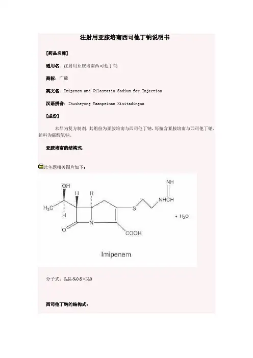 注射用亚胺培南西司他丁钠说明书e